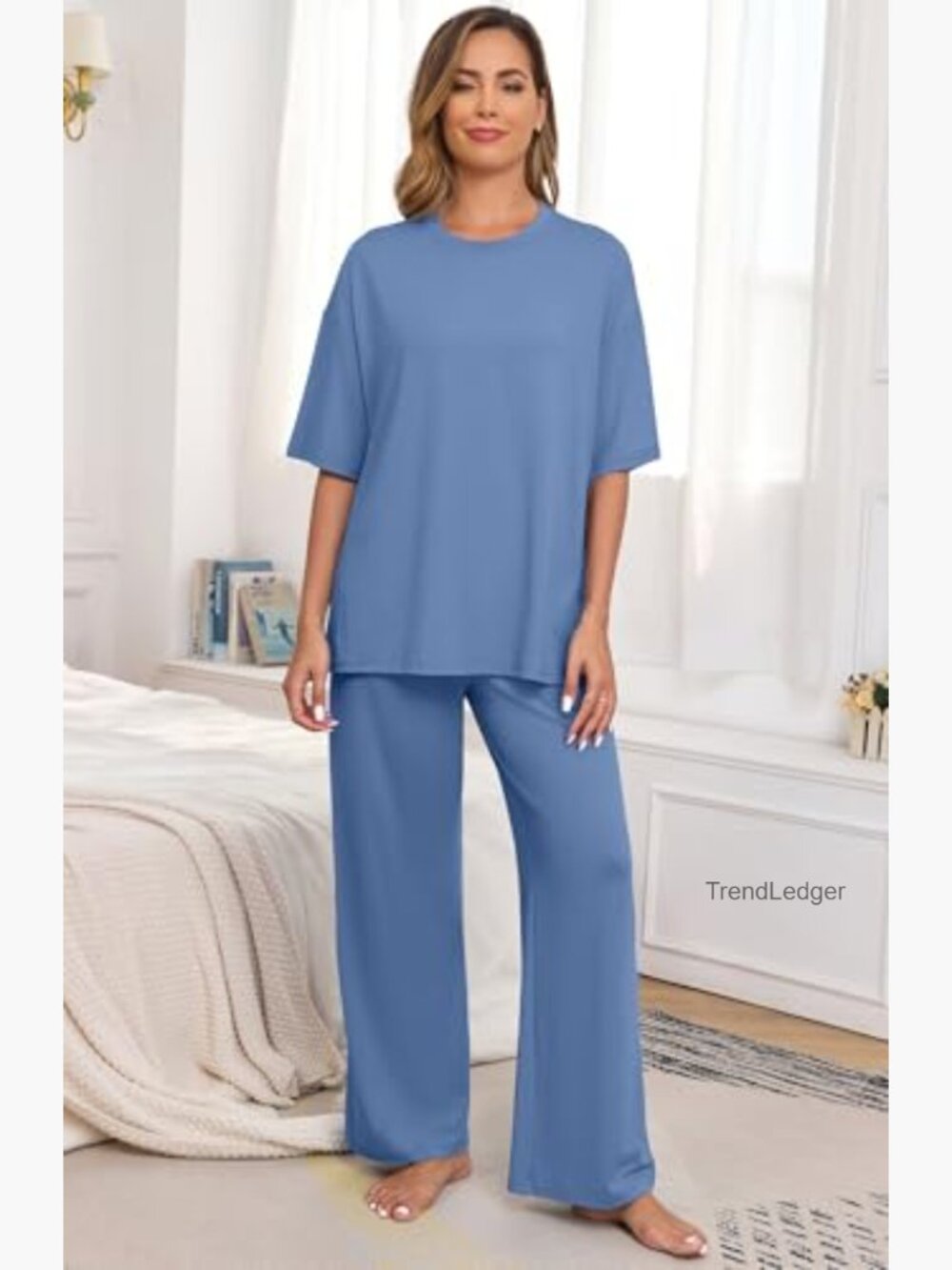 Women's Pajama Set with Pockets - 2 Piece Lounge Set - Picture 2 of 7
